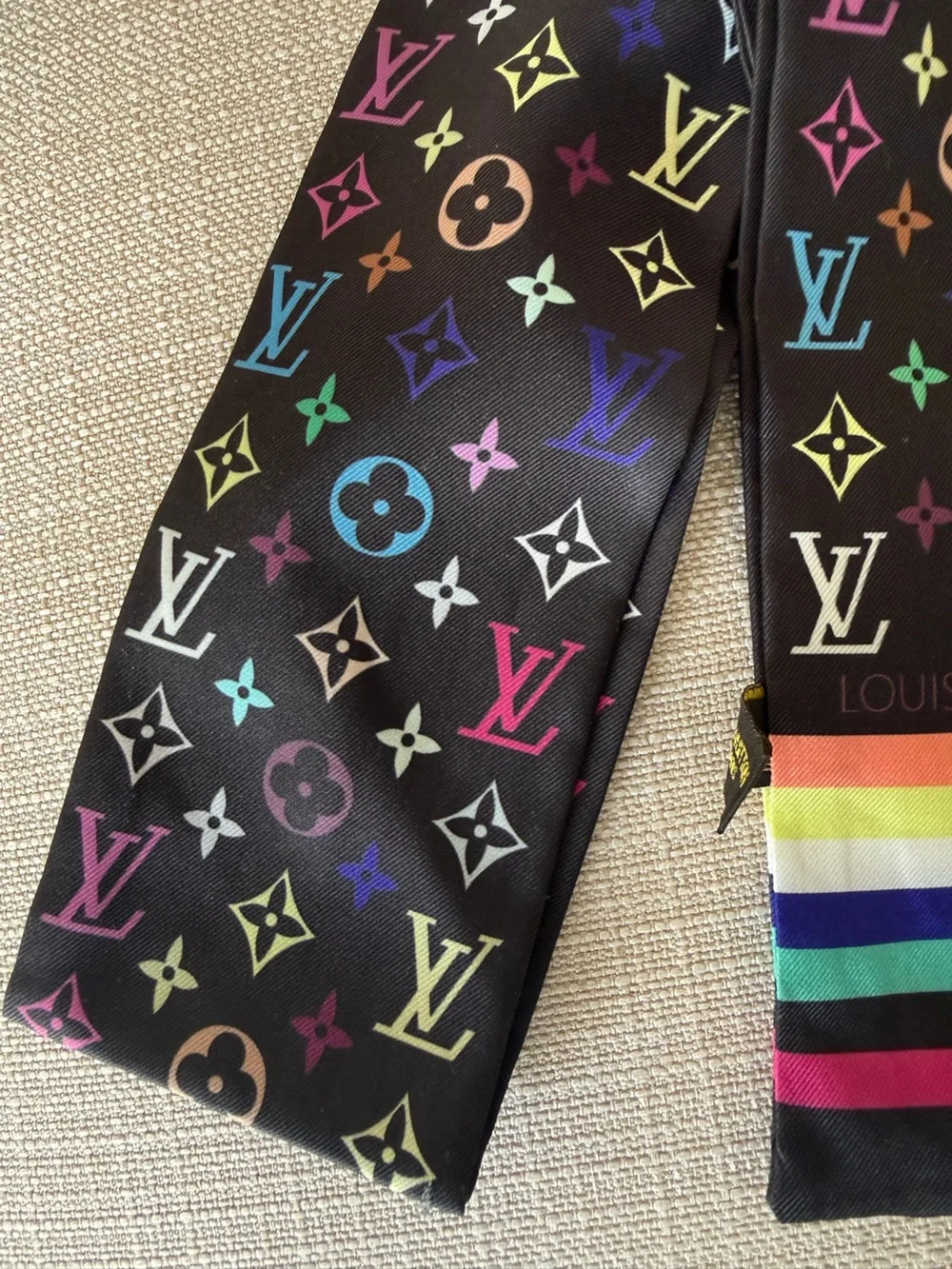 LOUIS VUITTON Vintage LV Multicolor Monogram Logo Bandeau Scarf 105183